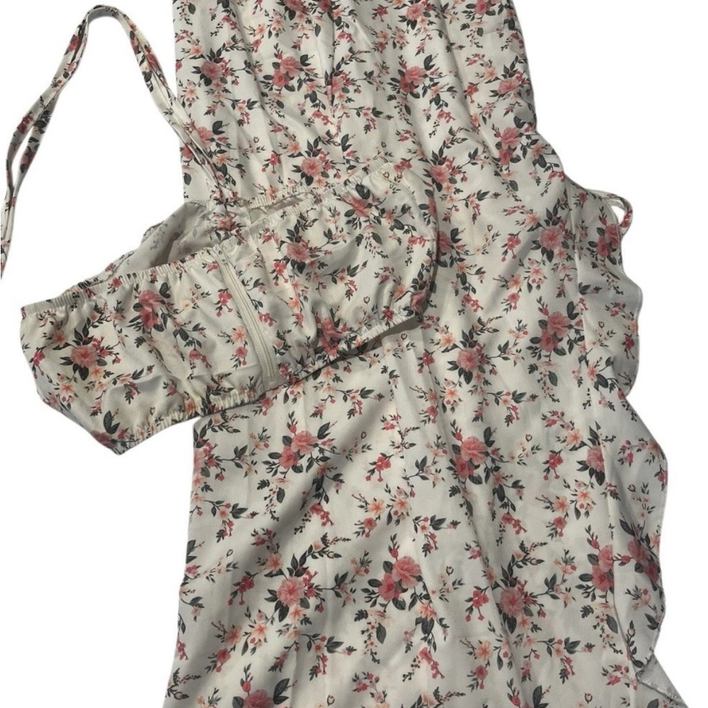 Floral Pink Print Dress with matching tube top size small